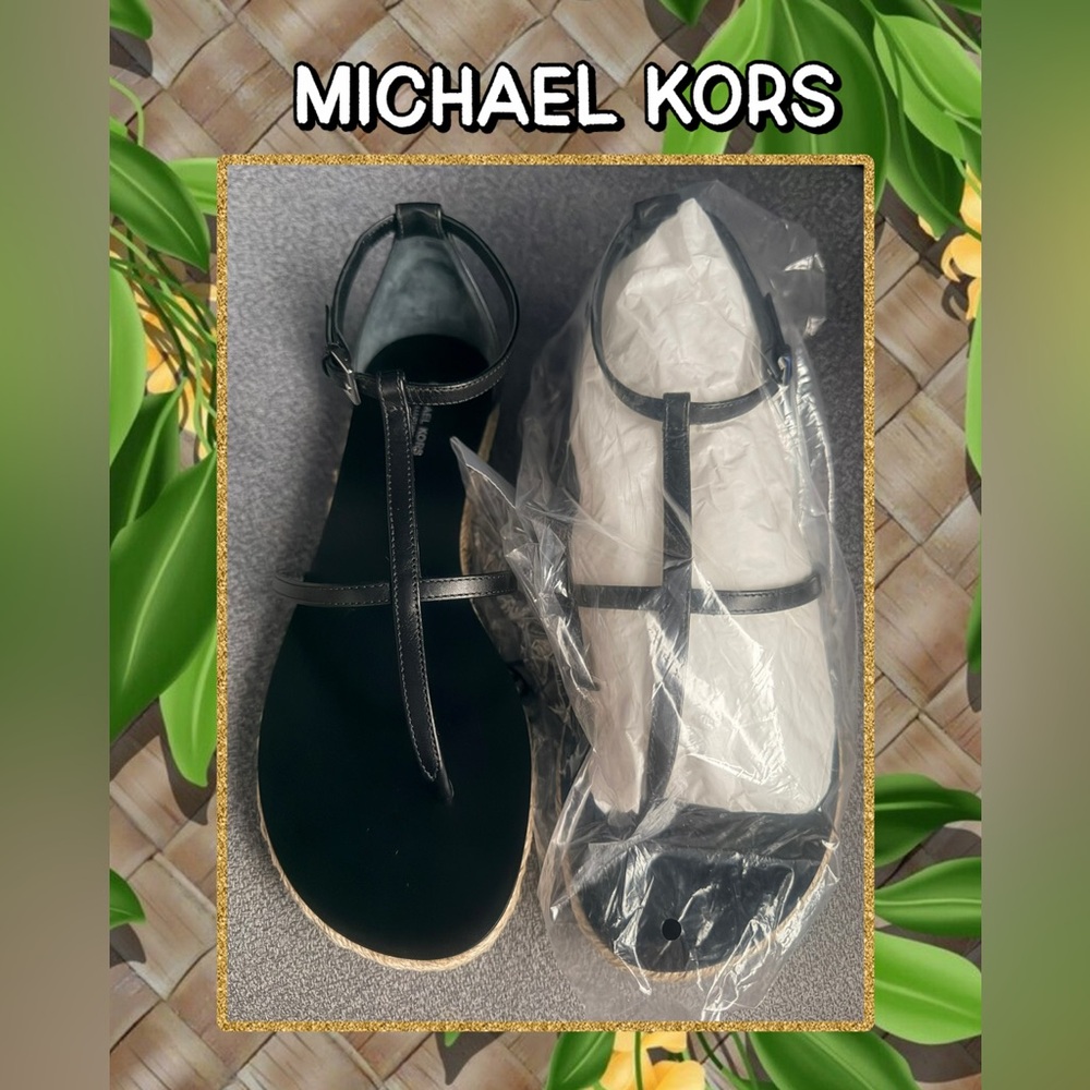 Michael Kors Black T-Strap Sandals